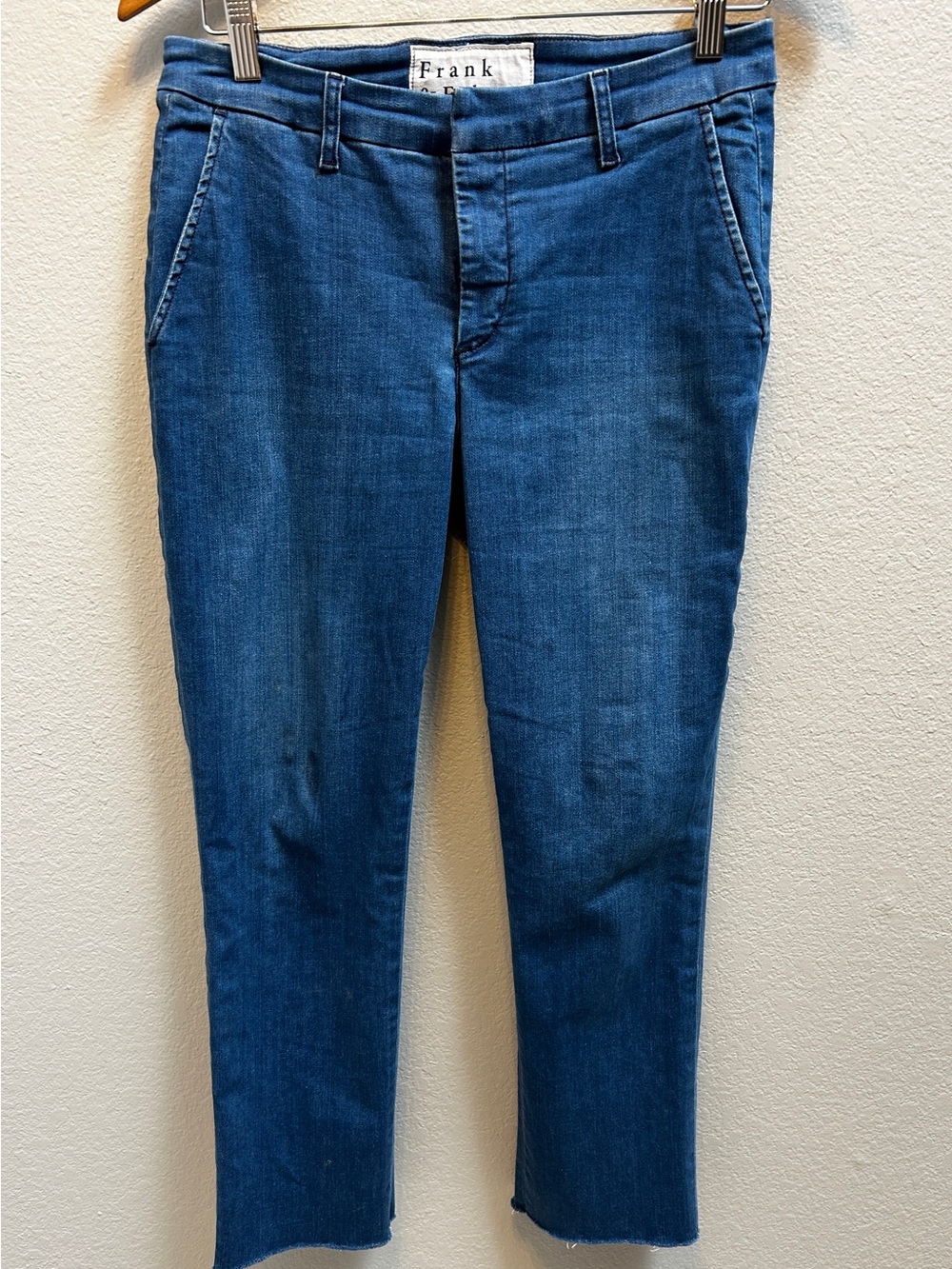 Frank & Eileen Wicklow Crop Italian Denim Raw Hem Size 6